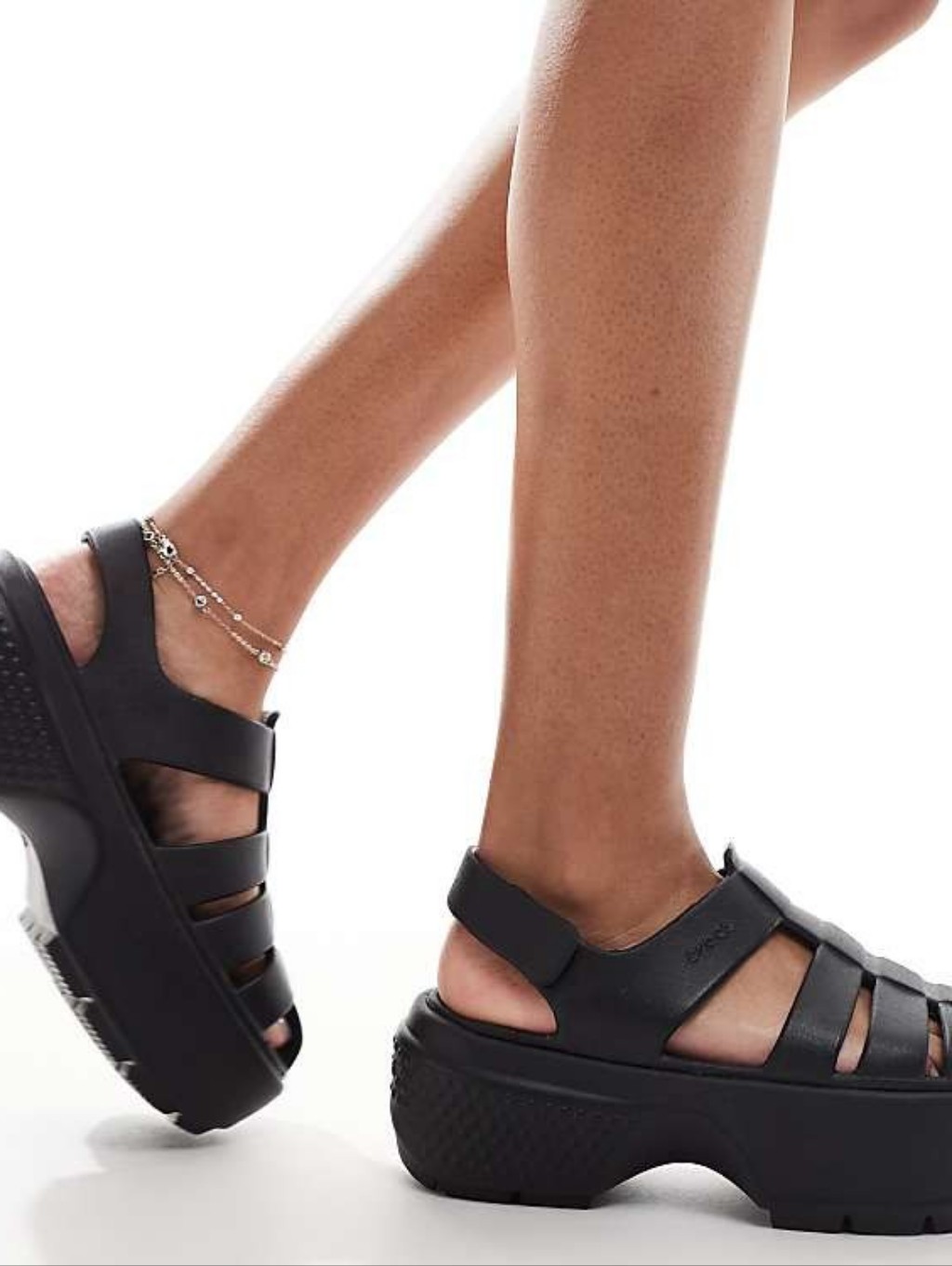 Crocs Black Fisherman Sandals 90s Chunky Heel Y2k Grunge Goth Boho Indie Shoes